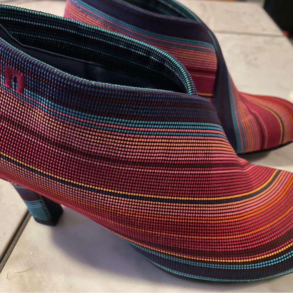 United Nude Red and Pink Heeled Boots Striking Design
